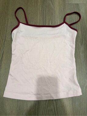Bershka Light Pink Camisole with Burgundy Trim